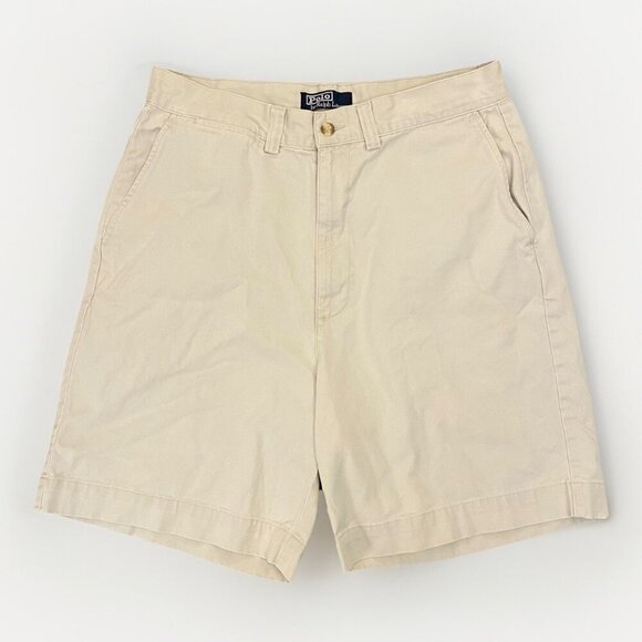 Polo Ralph Lauren Men's Chino Shorts Size 32 Ivory Cotton 8" Inseam Pockets EUC - Picture 1 of 16